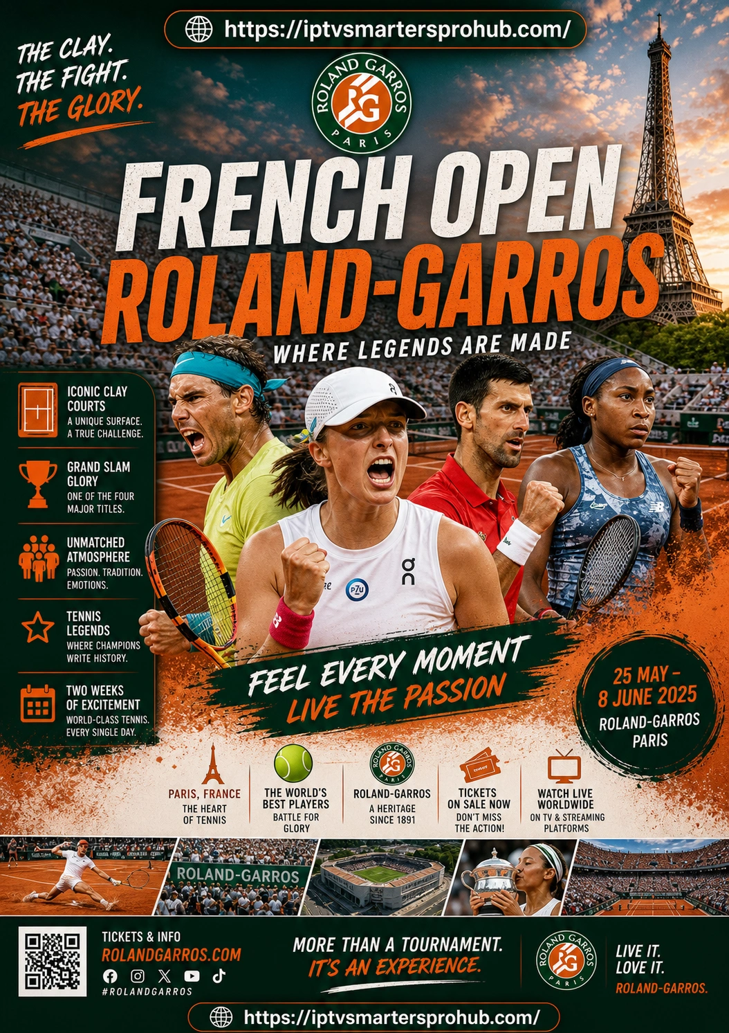 Roland-Garros tennis en direct sur abonnement IPTV