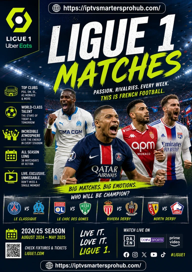 Match de football de Ligue 1 en direct sur IPTV Smarters Pro